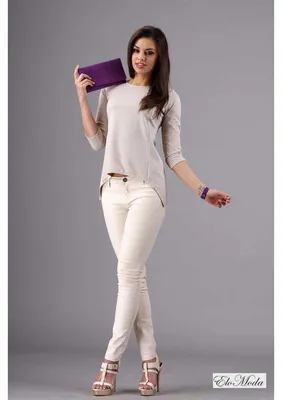 Produktbild von Damen Longshirt mit verlängerte Saumenden; Beige/L/40