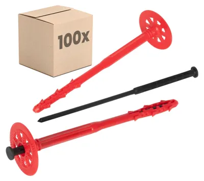Produktbild von PROTEKTOR Dämmstoffdübel 100 Stück Ø10x220mm mit Kunststoffnagel für WDVS und zur Befestigung von Fassadendämmung, ETA-e Schlagdübel Fassadendübel Tellerdübel für alle Nutzungskategorien