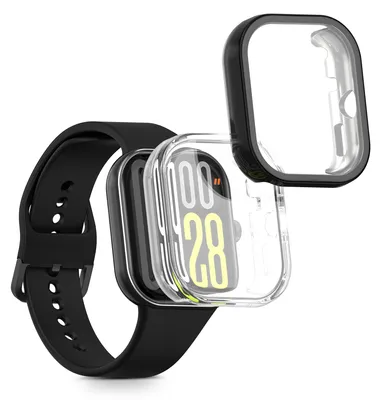 Produktbild von kwmobile 2x Silikon Hülle für Xiaomi Redmi Watch 5 / Redmi Watch5 eSIM Schutzhülle - Fullbody Display Cover Set aus Silikon - Transparent Schwarz
