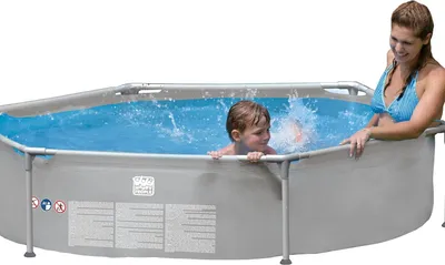 Produktbild von Happy People Stahlramen-Pool, 240x51 cm, rund, grau, 77518