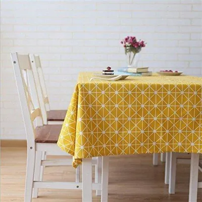 Produktbild von Tischdecke rechteckig 130 x 180 cm Gelb Baumwolle Leinen Twill