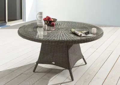 Produktbild von Destiny Sitzgruppe MALAGA LUNA 4x Sessel + Tisch Ø120x75cm, vintage grau