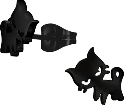 Produktbild von Ohrstecker Schwarze Katze aus Edelstahl Uni
