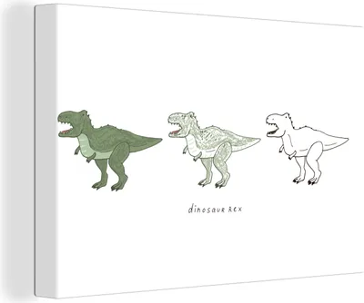 Produktbild von OneMillionCanvasses® - Leinwandbilder - 150x100 cm, Dinosaurier - Kinderzimmer - Tyrannosaurus - Jungen - Mädchen - Kinder, Wandbilder Kunstdruck Wanddekoration