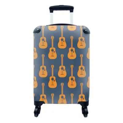Produktbild von MuchoWow® Koffer Handgepäck Trolley Rollkoffer Kleine Reisekoffer mit 4 Rollen - Gitarre - Patterns - Musik - Cabin Size < 55x40x23 cm & 55x40x20 cm - Fotokoffer - Kabinenkoffer - Boardgepäck - Reise-Box - Reisekoffer - Reisegepäck - Koffer mit Bild - Trolley für Kinder