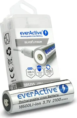 Image de everActive Rechargeble battery 18500 3,7V Li-ion 2100 mAh USB-C
