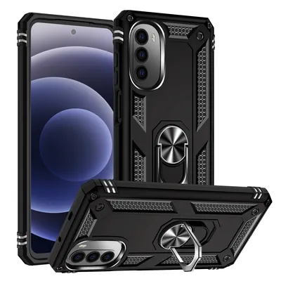 Obrázek produktu pro Pouzdro pro Motorola Moto G52 dvouvrstvé robustní, vojenská ochrana pouzdro s držákem prstenu a stojánkem černé