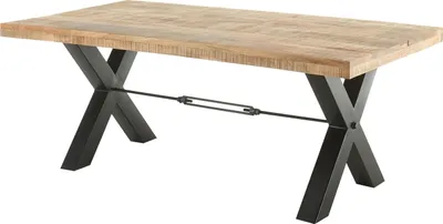 Produktbild von Esstisch - Braun - Schwarz - Mangoholz massiv - Metallgestell - 200 x 100 cm