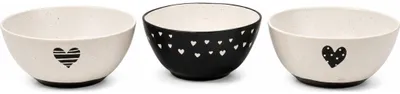 Image de Bol en porcelaine avec motif cœur - lot de 3, diamètre 15 cm