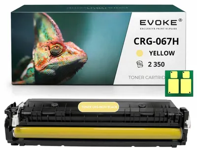 Obrázok produktu pre Kompatibilná tonerkartuša Evoke pre tlačiarne Canon, modely CRG-067H, CRG067HY / W2212X, žltá, výtlačnosť 2350 strán, kompatibilná s modelmi i-SENSYS LBP631, LBP633, MF655