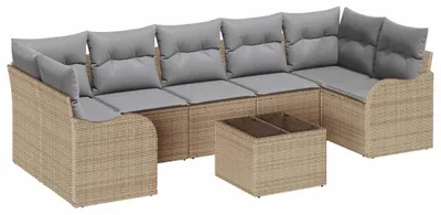 Productafbeelding van Modulaire Tuinbank - Loungeset Buiten - Tuinmeubel - Buitenbank - Balkonbank - Handgeweven Kunststof Riet