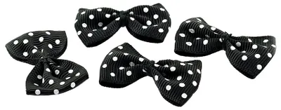 Produktbild von Vintageparts Stoffschleifen schwarz mit weißen Punkten 4 cm, 10 Stück