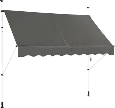 Produktbild von KOMFOTTEU Klemmmarkise höhenverstellbar 190-300 cm, Balkonmarkise mit Sonnenschutz & Handkurbel, Sonnenmarkise ohne Bohren, 250 x 120 cm