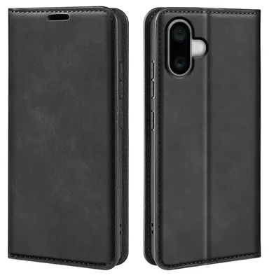 Produktbild von MobyDefend Hülle für iPhone 16 - Premium Klapphülle mit Kartenfächern und Standfunktion – Magnetverschluss - Schwarz