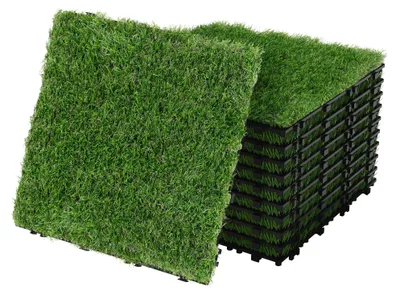 Kunstgrasplatten 30x30 cm, 44 Stück, 4 m², Klicksystem