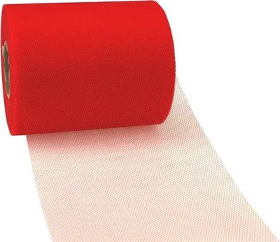 Productafbeelding van Lichtrood Tule Lint 112 mm Breed 50 Meter - Decoratief en Transparant Strikkenmateriaal