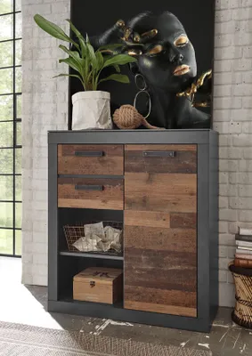 Image de Buffet haut Brooklyn 92 cm, finition Matera / Old Mix, commode de salon