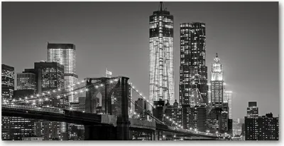 Produktbild von Tulup® Leinwandbild -100x50 cm - Wandkunst - Drucke auf Leinwand - Leinwanddruck  - Sehenswürdigkeiten & Architektur - Schwarzweiß - Manhattan bei Nacht