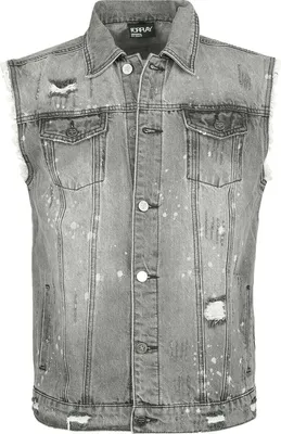 Produktbild von Forplay Weste Herren Destroyed Washed Denim Vest grau L