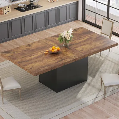 Obrázok produktu pre Obdĺžnikový jedálenský stôl pre 6-8 osôb, rozmer 180x80 cm, industriálny dizajn, rustikálny štýl, farby: hnedá a čierna