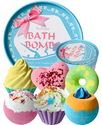Produktbild von Badebomben Geschenkset 6 Stück Badekugeln für Frauen Kinder Mama Badezusatz Schaumbad Natur Vegan