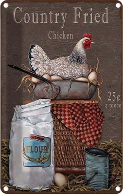 Produktbild von vianmo Blechschild 30x20 cm Huhn country Fried Chicken Dekoration