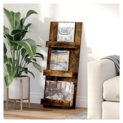 Produktbild von Magazinregal für Zeitschriften im Wohnzimmer aus Holzwerkstoff in Geräucherte Eiche 43 x 11 x 102 cm für Büro und Zuhause mit modernem Design