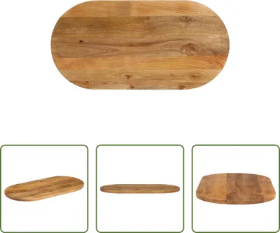 Produktbild von The Living Store Tischplatte 110x40x3,8 cm Oval Massivholz Mango