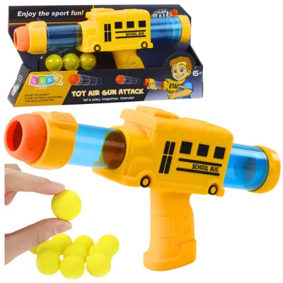 Produktbild von Schaumstoffballpistole Schulbus Gelb 6 Stück.