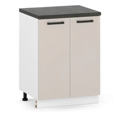 Produktbild von ULWEHOME | Unterschrank 60 cm Beige, Küchenunterschrank Kaschmir mit 2 Türen, Küchenschrank stehend, ohne Arbeitsplatte