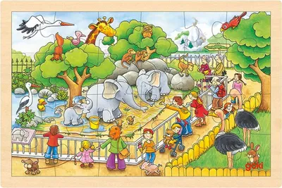 Image de Goki Puzzle en bois Visite au zoo, 24 pièces.