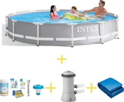 Immagine prodotto di Piscina Intex Prism Frame - 366 x 76 cm - Include pacchetto di manutenzione WAYS, pompa di filtraggio e telo di fondo