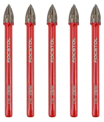 Produktbild von Fliesenbohrer Set 6mm 5 Stück Hartmetallbohrer Rundschaft für Holz Kunststoff Mauerwerk Keramikfliesen Beton Marmor