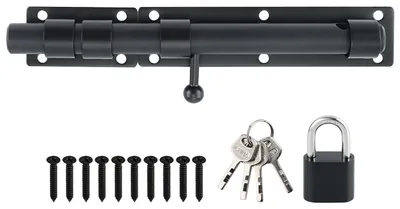 Immagine prodotto di Gancio di sicurezza in acciaio inossidabile nero, 230 mm, compatibile con lucchetto