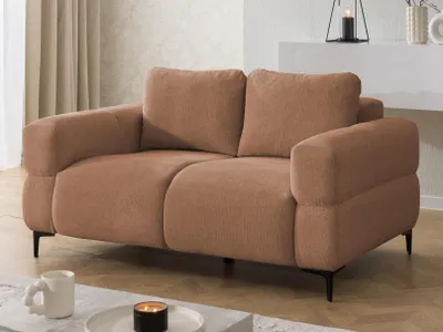 Produktbild von Cardea - Modernes 2-Sitzer-Sofa in Bubble-Optik aus weichem Terrakotta Strukturstoff mit hohem Sitzkomfort