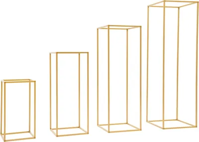 Image de Supports à fleurs en métal - Supports à vases pour table et mariage - Lot de 4 - Hauteurs 40/60/80/100 cm - Capacité de charge 10 kg - Style moderne - Or