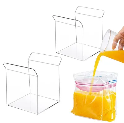 Produktbild von Gefrierbeutelhalter 2er Set Lebensmittelbeutelständer für Zipperbeutel in zwei Größen zur einfachen Befüllung