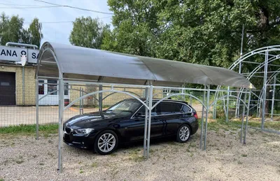 Obrázok produktu pre Prístrešok na auto Berlin antracit 330x400x265 cm (Š x D x V) Veľmi pevný, ľahko sa inštaluje, odolný proti búrke a snehu