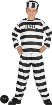 Immagine prodotto di Fiestas Guirca - Costume da carcerato per bambini FG1166 (146-152) (Nero/Bianco)