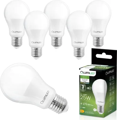 Produktbild von LUMILED 6er Set LED Lampe E27 A60 2,5W 275lm 4000K Neutralweiß 230V 260° Ersatz für 25W Nicht Dimmbar Flackerfrei und Soforthell Innenbeleuchtung für Wohnzimmer Küche Flur Tropfen
