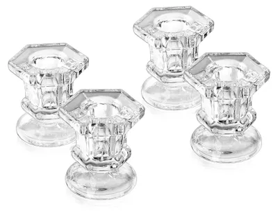 Produktbild von Kerzenständer für Stabkerzen, 4er Set, Glas, transparent, für Tischdekoration