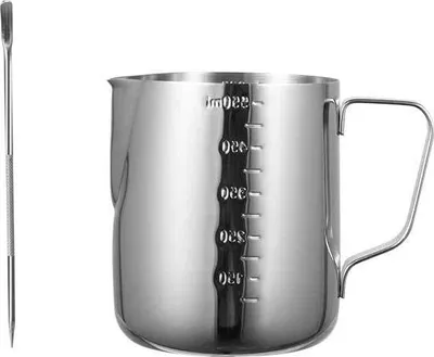 Produktbild von Milchaufschäumer Kanne - Edelstahl - 20oz - Inklusive Latte Art Pen
