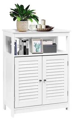 Produktbild von Badezimmerschrank mit Ablage und verstellbaren Einlegeböden, Badkommode für Badezimmer und Wohnzimmer, 60 x 30 x 80 cm (Weiß)