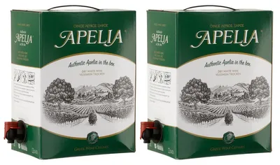 Produktbild von Apelia weiß trocken 2x 3,0l Bag-in-Box | Trockener Weißwein aus Griechenland | 11% Vol. | Kourtaki | + 20ml Jassas Olivenöl