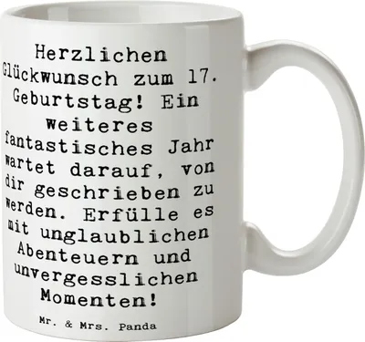 Produktbild von Mr. & Mrs. Panda Pott Spruch 17. Geburtstag Abenteuer - Weiß - Geschenk, Kaffeetasse, Geburtstagsfeier, Teepott, feiern, Happy Birthday, Tasse, Kaffeebecher, Teetasse
