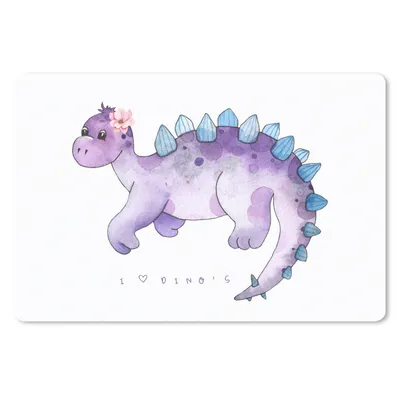 Produktbild von MuchoWow® Mauspad Mousepad Dinosaurier - Lila - Kinderzimmer - Mädchen - Kinder - Rosa - Kind 27x18 cm - Mousepads - Maus Mat - Pad - Mausunterlage - Büroartikel - Desk Matten