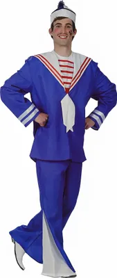 Produktbild von Herren Matrosen Kostüm (Shirt, Hose & Mütze) Größe: one Size (Ideal für große M bis kleine XL)