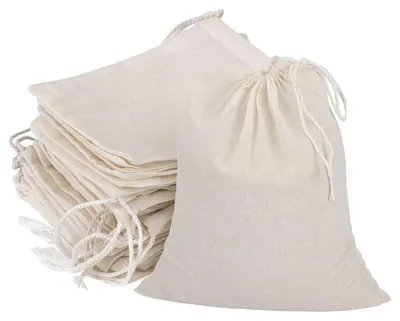 Produktbild von Gewürzsäckchen - Wiederverwendbare Baumwollbeutel mit Kordelzug - Für Gewürze, Tee und Kräuter - 30 Stück, 8x10 cm