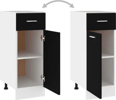 Produktbild von vidaXL Schubunterschrank Schwarz 30x46x81,5 cm Holzwerkstoff