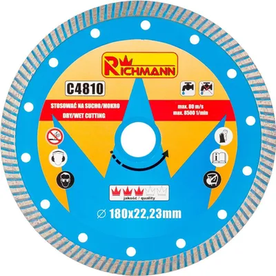 Produktbild von Turbo-Diamantscheibe, Beton, Nass- und Trockenschnitt, 180 mm/22,23 mm, Richmann